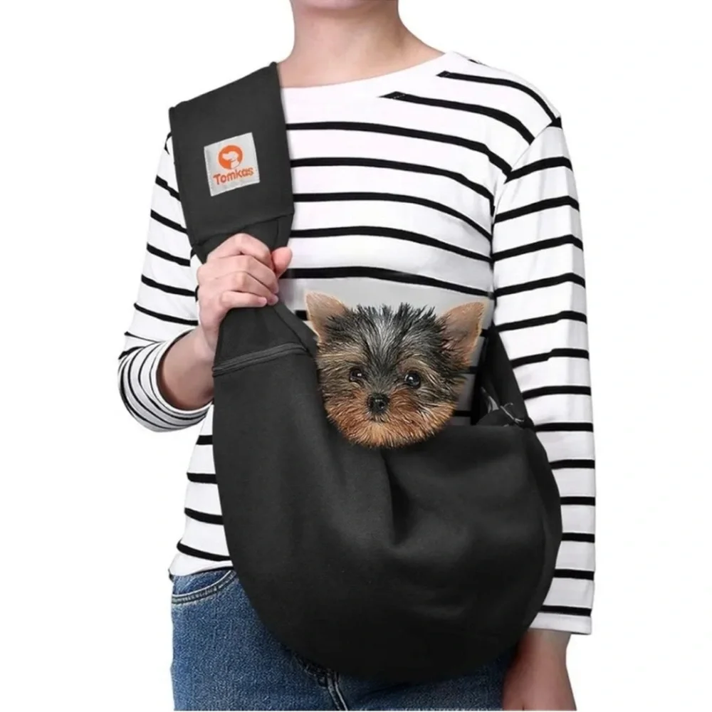 Tomkas Reversible Sling Small Dog Carrier Black/Gingham Check NWOT